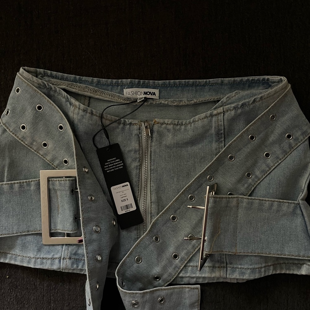Fashion Nova Denim Belted Skirt
